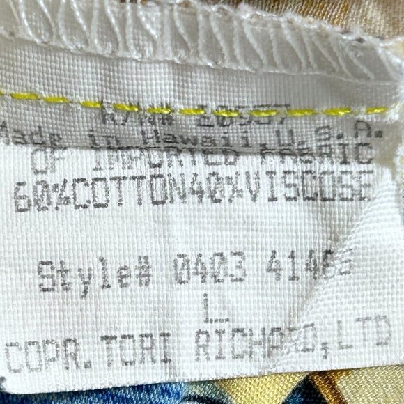 Tori Richard Shirt Mens Large Butter Yellow Cabo Wabo Floral Hawaiian Camp Beach - Picture 8 of 10